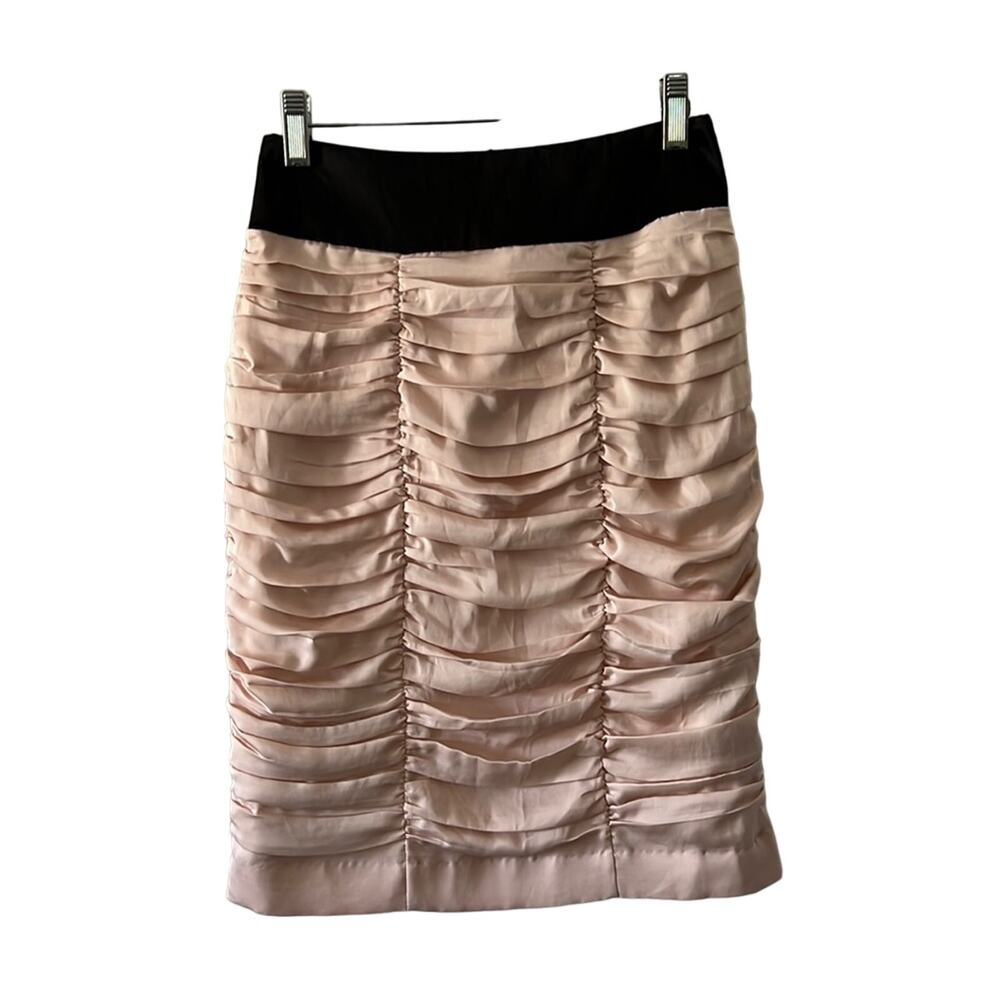 H&M Blush & Black Pencil Skirt Woman Size 2 Below Knee Shirred Pleated